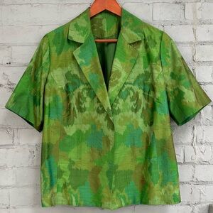 Vintage Green Short Sleeve Silk Blazer